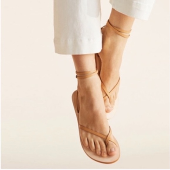 Nisolo Shoes - Nisolo Women's Cora Wrap Sandals Tan Cross Straps Leather Flats Boho Shoes